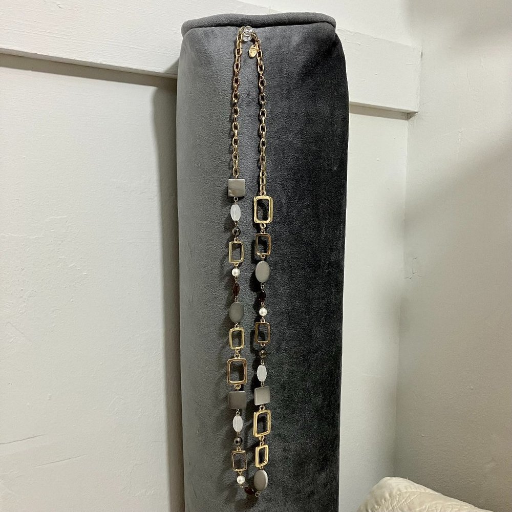 NWOT Charming Charlie Gold Tone Geometric and Multi Gemstones Necklace.